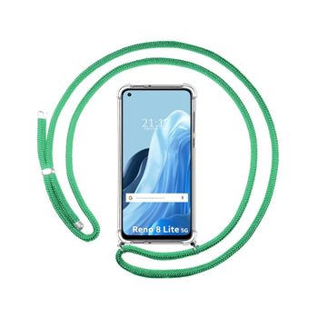 Funda Colgante Transparente Para Oppo Reno 8 Lite 5g Con Cordon Verde Agua