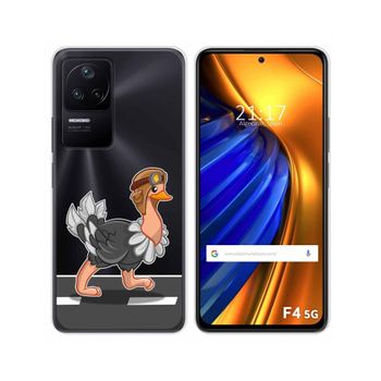 Funda Silicona Transparente Para Xiaomi Poco F4 5g Diseño Avestruz Dibujos