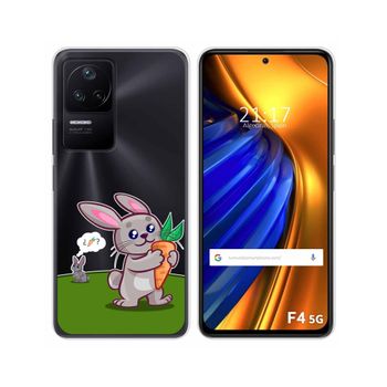 Funda Silicona Transparente Para Xiaomi Poco F4 5g Diseño Conejo Dibujos