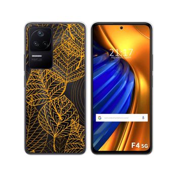 Funda Silicona Transparente Para Xiaomi Poco F4 5g Diseño Hojas Dibujos