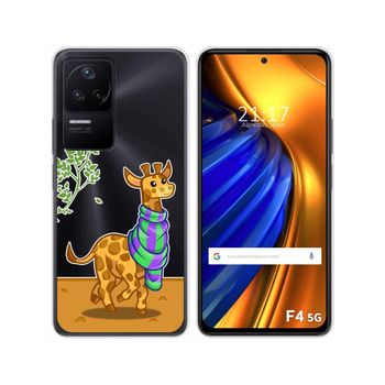 Funda Silicona Transparente Para Xiaomi Poco F4 5g Diseño Jirafa Dibujos