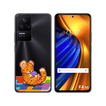 Funda Silicona Transparente Para Xiaomi Poco F4 5g Diseño Leopardo Dibujos