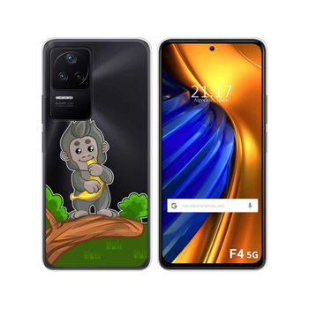 Funda Silicona Transparente Para Xiaomi Poco F4 5g Diseño Mono Dibujos