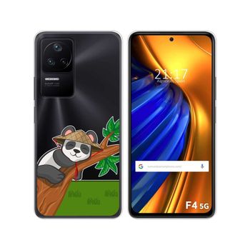 Funda Silicona Transparente Para Xiaomi Poco F4 5g Diseño Panda Dibujos