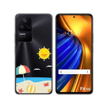 Funda Silicona Transparente Para Xiaomi Poco F4 5g Diseño Playa Dibujos