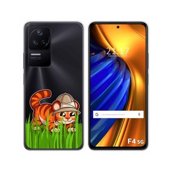 Funda Silicona Transparente Para Xiaomi Poco F4 5g Diseño Tigre Dibujos