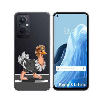 Funda Silicona Transparente Para Oppo Reno 8 Lite 5g Diseño Avestruz Dibujos