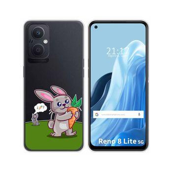 Funda Silicona Transparente Para Oppo Reno 8 Lite 5g Diseño Conejo Dibujos