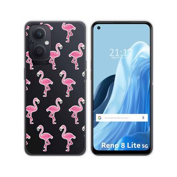 Funda Silicona Transparente Para Oppo Reno 8 Lite 5g Diseño Flamenco Dibujos