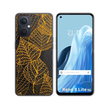 Funda Silicona Transparente Para Oppo Reno 8 Lite 5g Diseño Hojas Dibujos