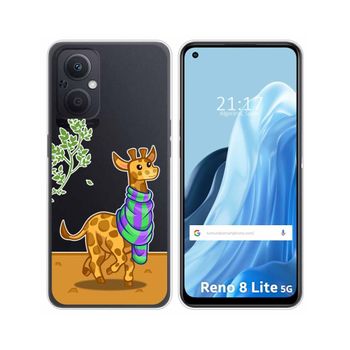 Funda Silicona Transparente Para Oppo Reno 8 Lite 5g Diseño Jirafa Dibujos