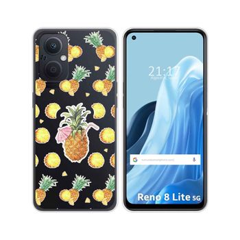 Funda Silicona Transparente Para Oppo Reno 8 Lite 5g Diseño Piña Dibujos