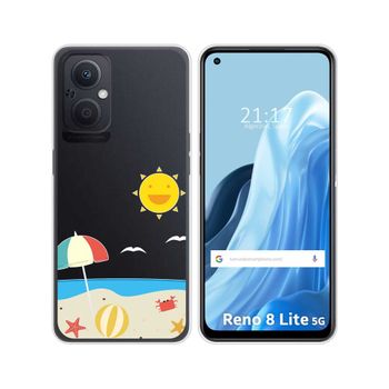 Funda Silicona Transparente Para Oppo Reno 8 Lite 5g Diseño Playa Dibujos