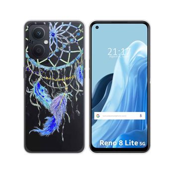 Funda Silicona Transparente Para Oppo Reno 8 Lite 5g Diseño Plumas Dibujos