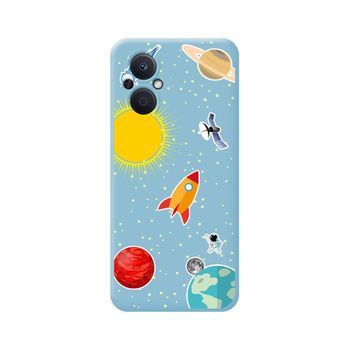 Funda Silicona Líquida Azul Para Oppo Reno 8 Lite 5g Diseño Espacio Dibujos