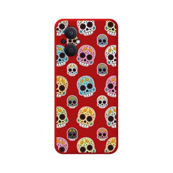 Funda Silicona Líquida Roja Para Oppo Reno 8 Lite 5g Diseño Catrina Dibujos