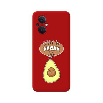 Funda Silicona Líquida Roja Para Oppo Reno 8 Lite 5g Diseño Vegan Life Dibujos