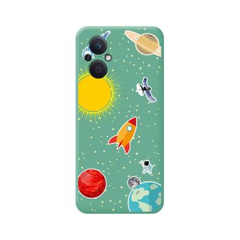 Funda Silicona Líquida Verde Para Oppo Reno 8 Lite 5g Diseño Espacio Dibujos