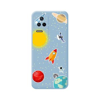 Funda Silicona Líquida Azul Para Xiaomi Poco F4 5g Diseño Espacio Dibujos