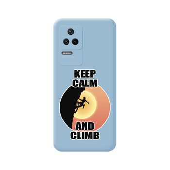 Funda Silicona Líquida Azul Para Xiaomi Poco F4 5g Diseño Mujer Escalada Dibujos