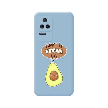 Funda Silicona Líquida Azul Para Xiaomi Poco F4 5g Diseño Vegan Life Dibujos