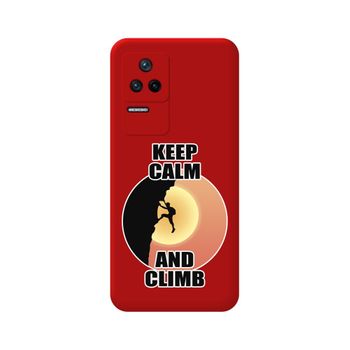 Funda Silicona Líquida Roja Para Xiaomi Poco F4 5g Diseño Hombre Escalada Dibujos