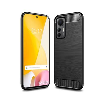 Funda Gel Tpu Tipo Carbon Negra Para Xiaomi 12 Lite 5g