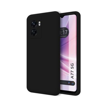 Funda Silicona Líquida Ultra Suave Para Oppo A77 5g Color Negra