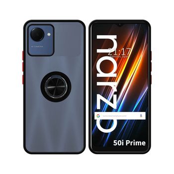 Funda Mate Con Borde Negro Y Anillo Giratorio 360 Para Realme Narzo 50i Prime