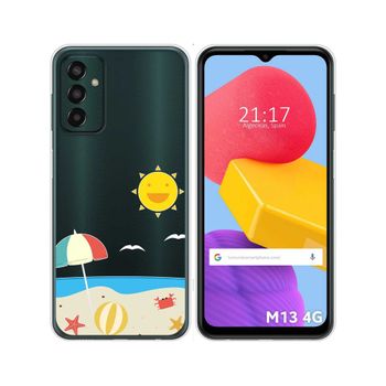 Funda Silicona Transparente Para Samsung Galaxy M13 4g Diseño Playa Dibujos