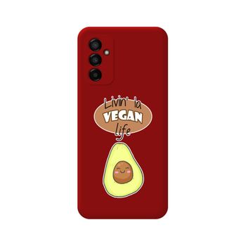 Funda Silicona Líquida Roja Para Samsung Galaxy M13 4g Diseño Vegan Life Dibujos