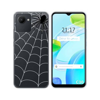 Funda Silicona Transparente Para Realme C30 Diseño Araña Dibujos