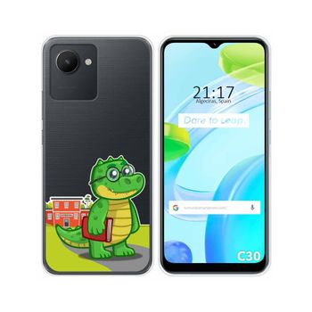 Funda Silicona Transparente Para Realme C30 Diseño Coco Dibujos