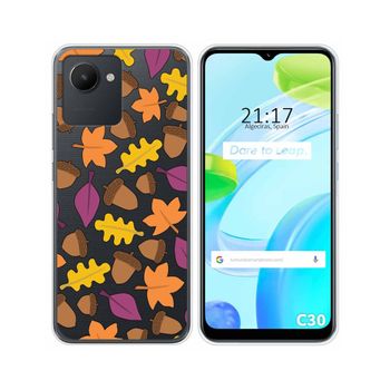 Funda Silicona Transparente Para Realme C30 Diseño Otoño Dibujos