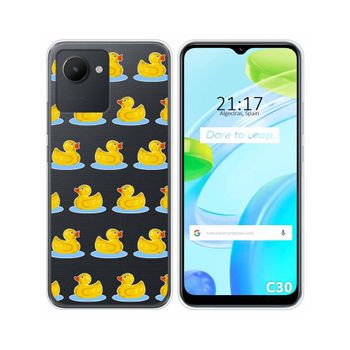 Funda Silicona Transparente Para Realme C30 Diseño Pato Dibujos