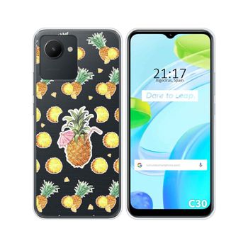 Funda Silicona Transparente Para Realme C30 Diseño Piña Dibujos