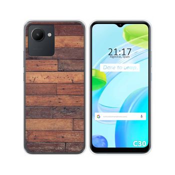 Funda Silicona Para Realme C30 Diseño Madera 03 Dibujos