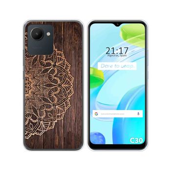 Funda Silicona Para Realme C30 Diseño Madera 06 Dibujos