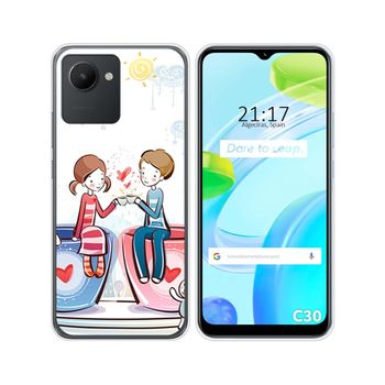 Funda Silicona Para Realme C30 Diseño Café Dibujos