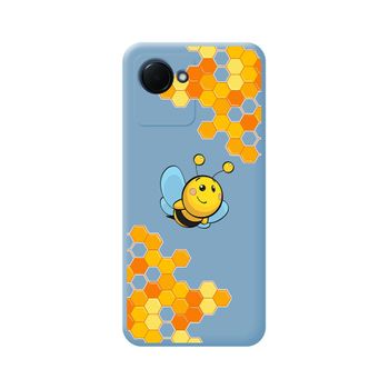 Funda Silicona Líquida Azul Para Realme C30 Diseño Abeja Dibujos