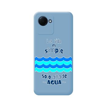 Funda Silicona Líquida Azul Para Realme C30 Diseño Agua Dibujos