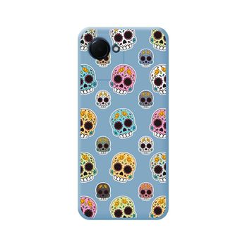 Funda Silicona Líquida Azul Para Realme C30 Diseño Catrina Dibujos