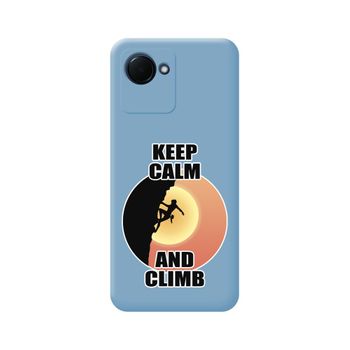 Funda Silicona Líquida Azul Para Realme C30 Diseño Mujer Escalada Dibujos