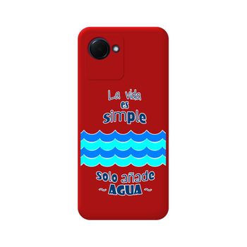 Funda Silicona Líquida Roja Para Realme C30 Diseño Agua Dibujos