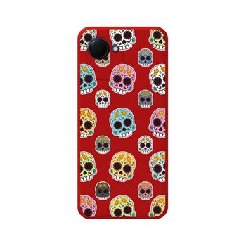 Funda Silicona Líquida Roja Para Realme C30 Diseño Catrina Dibujos