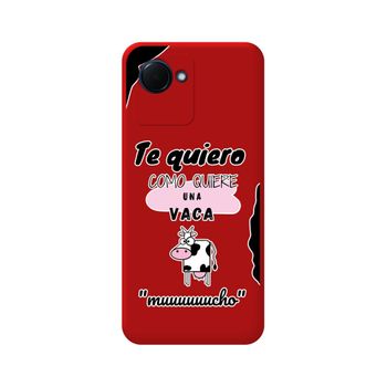 Funda Silicona Líquida Roja Para Realme C30 Diseño Vaca Dibujos