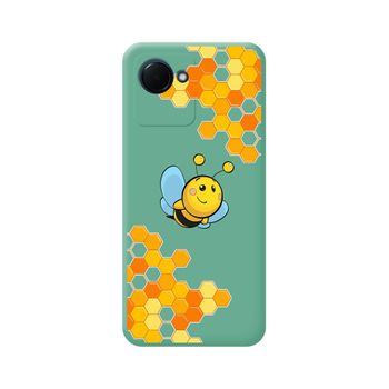 Funda Silicona Líquida Verde Para Realme C30 Diseño Abeja Dibujos