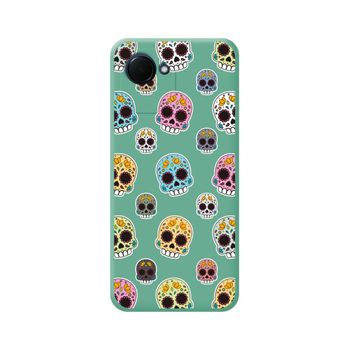 Funda Silicona Líquida Verde Para Realme C30 Diseño Catrina Dibujos