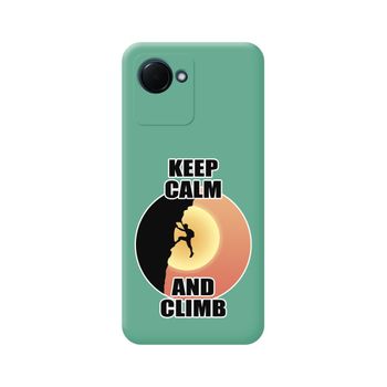 Funda Silicona Líquida Verde Para Realme C30 Diseño Hombre Escalada Dibujos