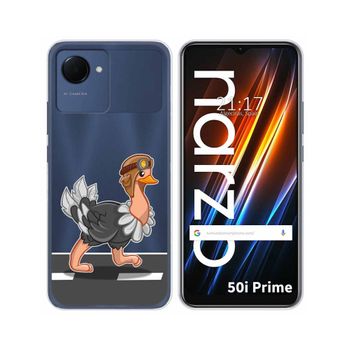 Funda Silicona Transparente Para Realme Narzo 50i Prime Diseño Avestruz Dibujos